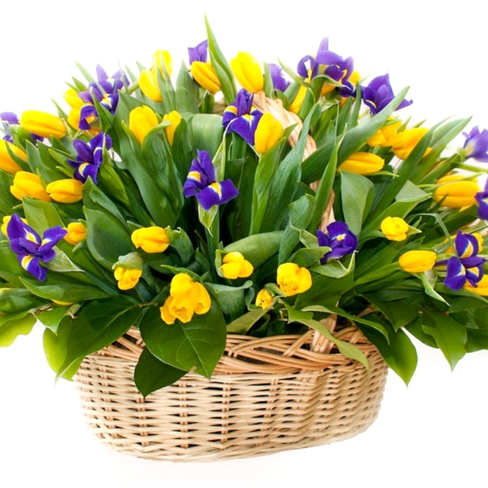Букет из тюльпанов и ирисов "Заветная мечта"